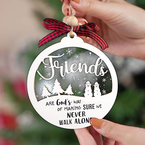 Miniatura 3 de Adorno de amistades, 2 capas de adornos de Navidad para amigos, regalo de Navidad para mujeres, adornos de amistad para mujeres, regalo de Año