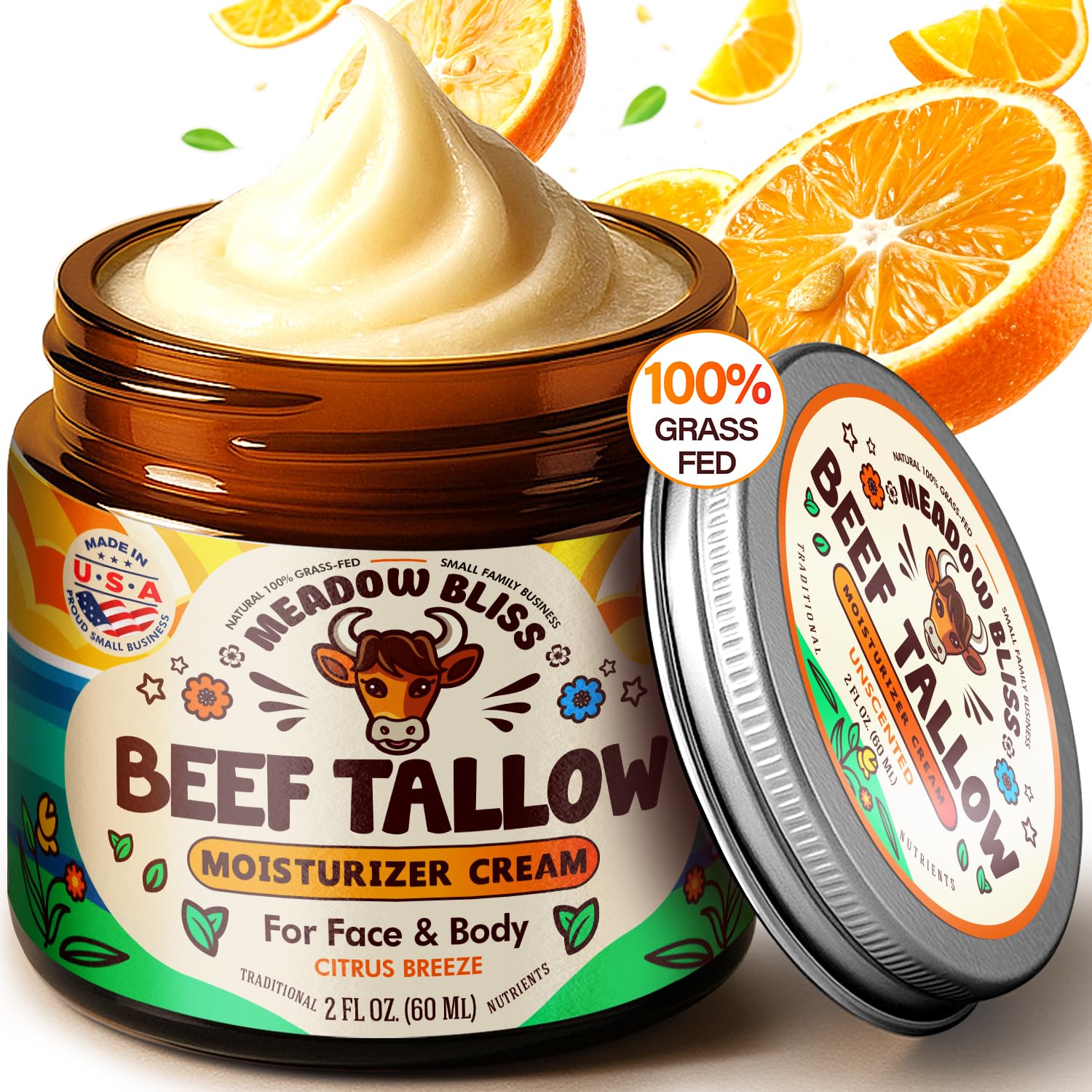 Beef Tallow Moisturizer for Skin 100% Beef Beef Willow Lined Organic Jojoba Oil Organic Shea Butter Helps Eczema and Rosacea Made in USA