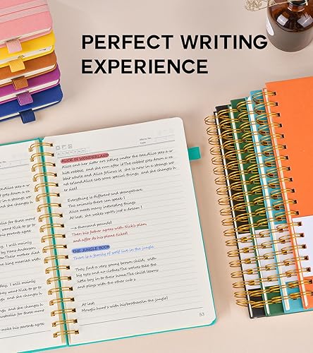 Miniatura 4 de Cuaderno de espiral para mujeres y hombres, 300 páginas rayadas numeradas, con rayas universitarias, cuaderno A5 encuadernado en espiral de tapa