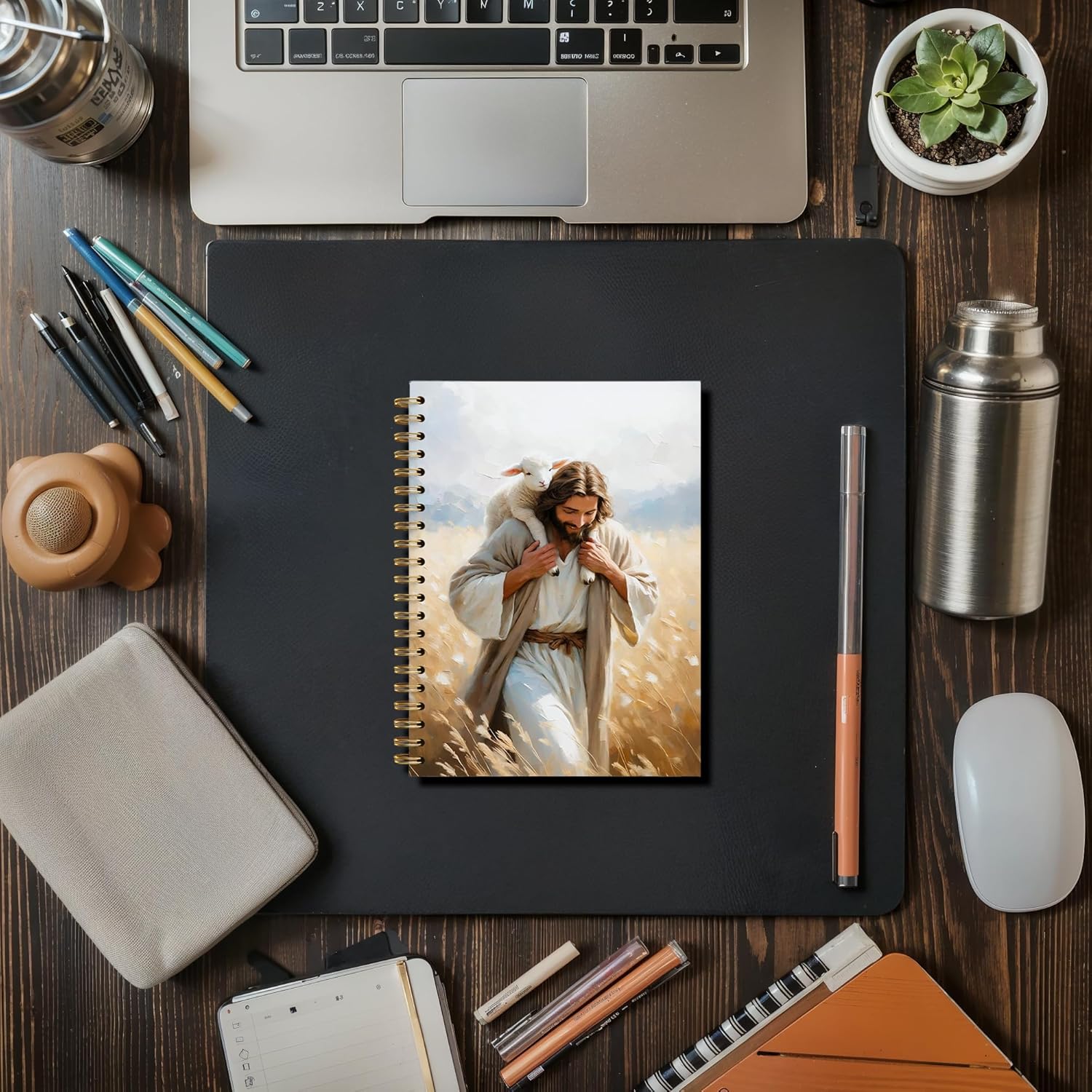 Jesus and Lamb Christian Spiral Notebook Journal, Church Notes Notebook, Christian Jesus Church Prayer Journal Gift For Women Girls, 5.5 x 8.3 Inches - Image 3