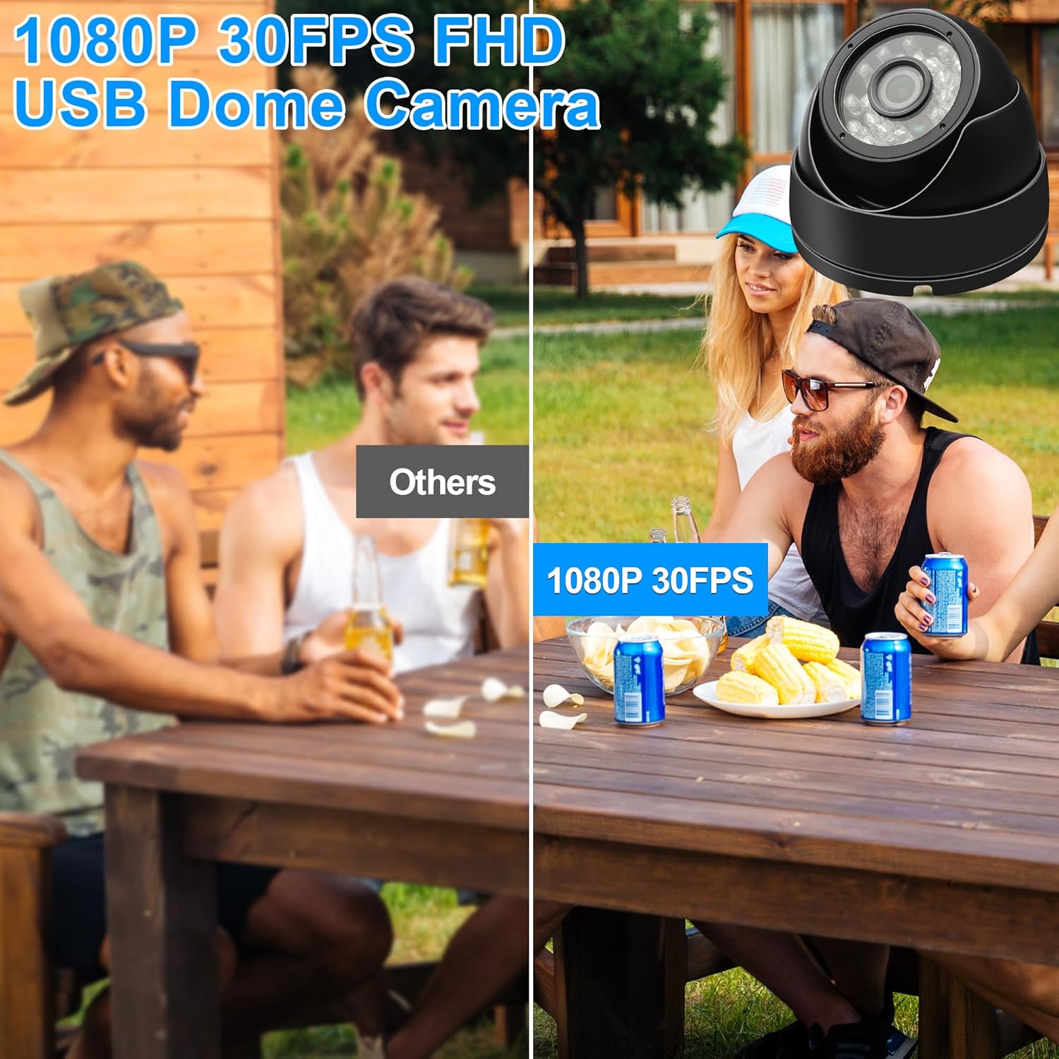 MMlove 2MP USB Dome Camera 1080P 30FPS Night Vision Security Camera Waterproof 3.6mm Wide Angle with IR Cut & IR LED USB Surveillance Security Camera Plug&Play Outdoor Indoor Metal Housing PC Webcam