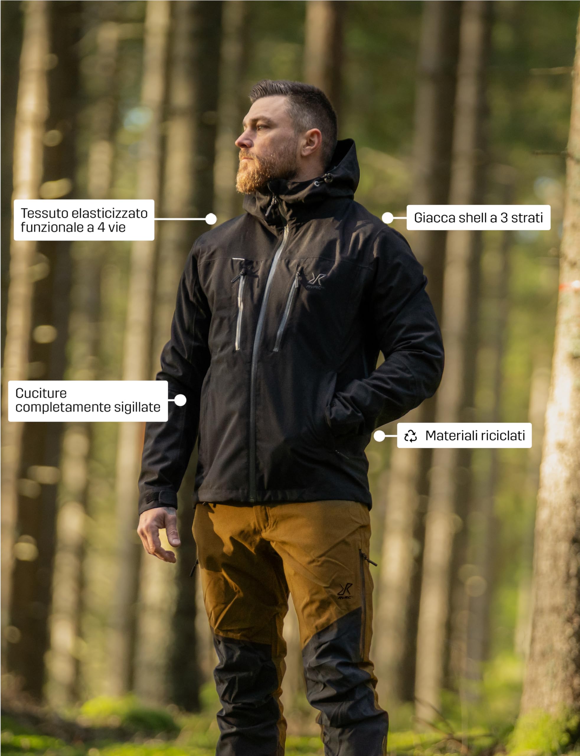 RevolutionRace Silence Proshell 3L Jacket da Uomo, Giacca da Uomo, giacca aerata e impermeabile per Trekking e altre attività all'aria aperta, Black/Anthracite 3.0, XL