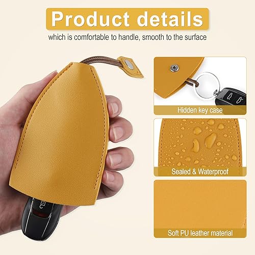 Miniatura 9 de Amiss 2 fundas para llaves de automóvil, de piel sintética, creativas, extraíble, funda protectora de gran capacidad con gancho de soporte, lindo