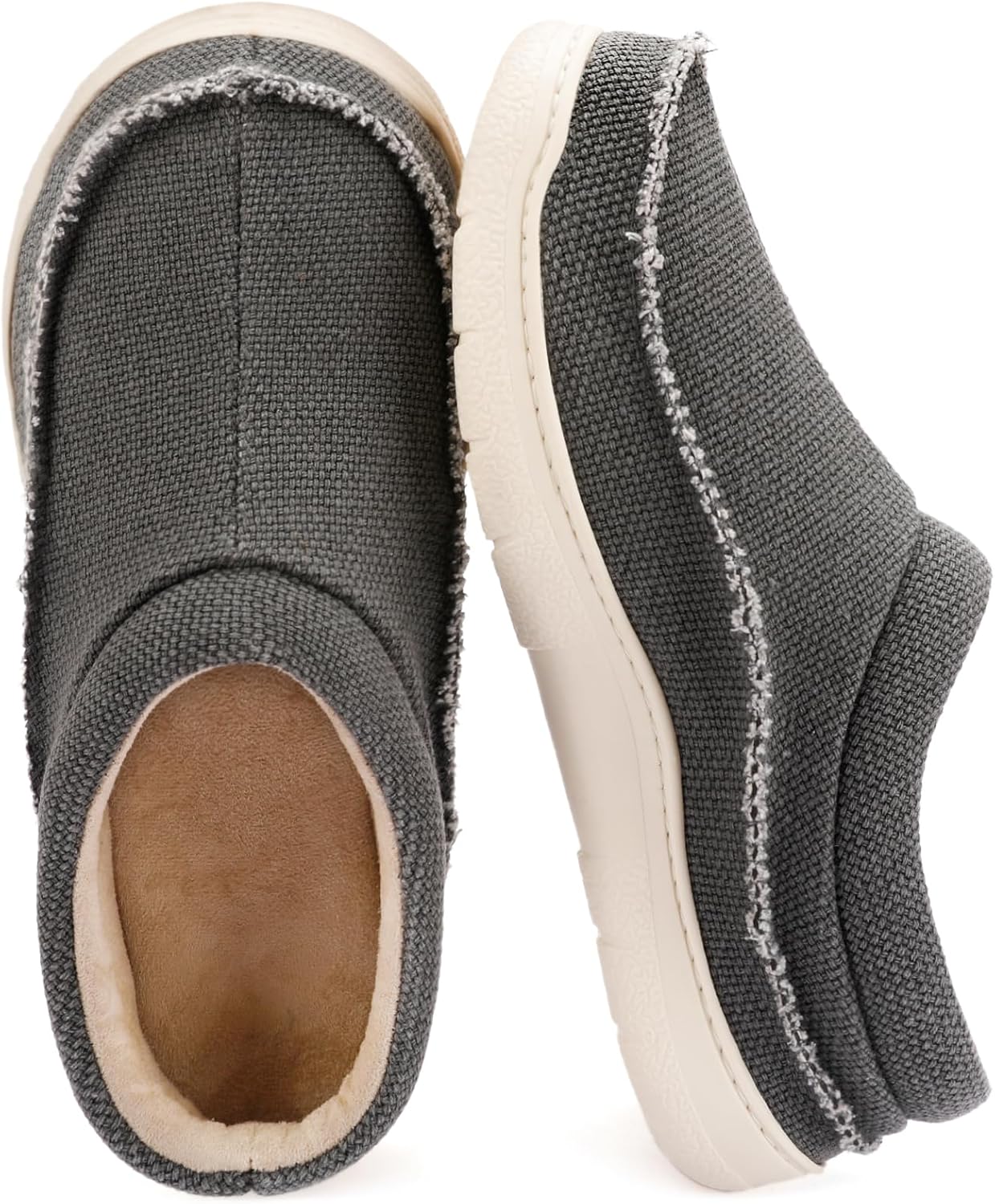 Zigzagger Men’s Slip On Moccasin Slippers, Indoor/Outdoor Warm Fuzzy Comfy House Shoes, Fluffy Wide Loafer Slippers