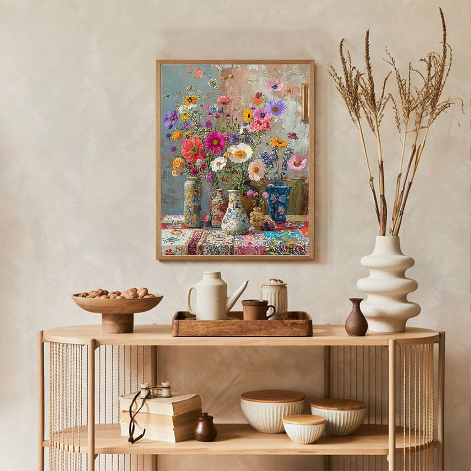 WEMEON Paint by Numbers Kit for Adults with Frame, Flower Paint by Number Canvas, Wildflower Paint by Numbers with Easel, DIY Paint by Number Kits for Home Wall Decor (12x16 Inch)