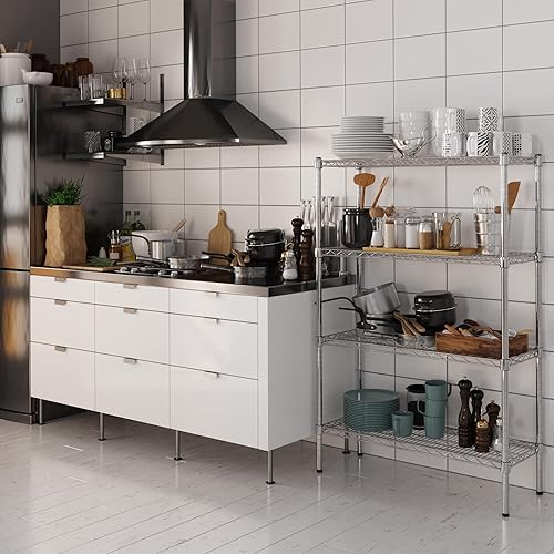 Miniatura 5 de Kit de estantería de alambre cromado de 4 niveles de 14 pulgadas de profundidad x 36 pulgadas de ancho x 54 pulgadas de alto Unidad de estante de