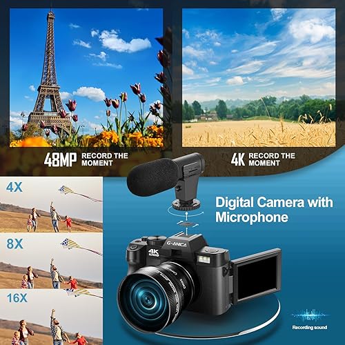 Miniatura 2 de G-Anica Cámara digital para fotografía,Cámara de vlogging para YouTube,Kit de creador de contenido