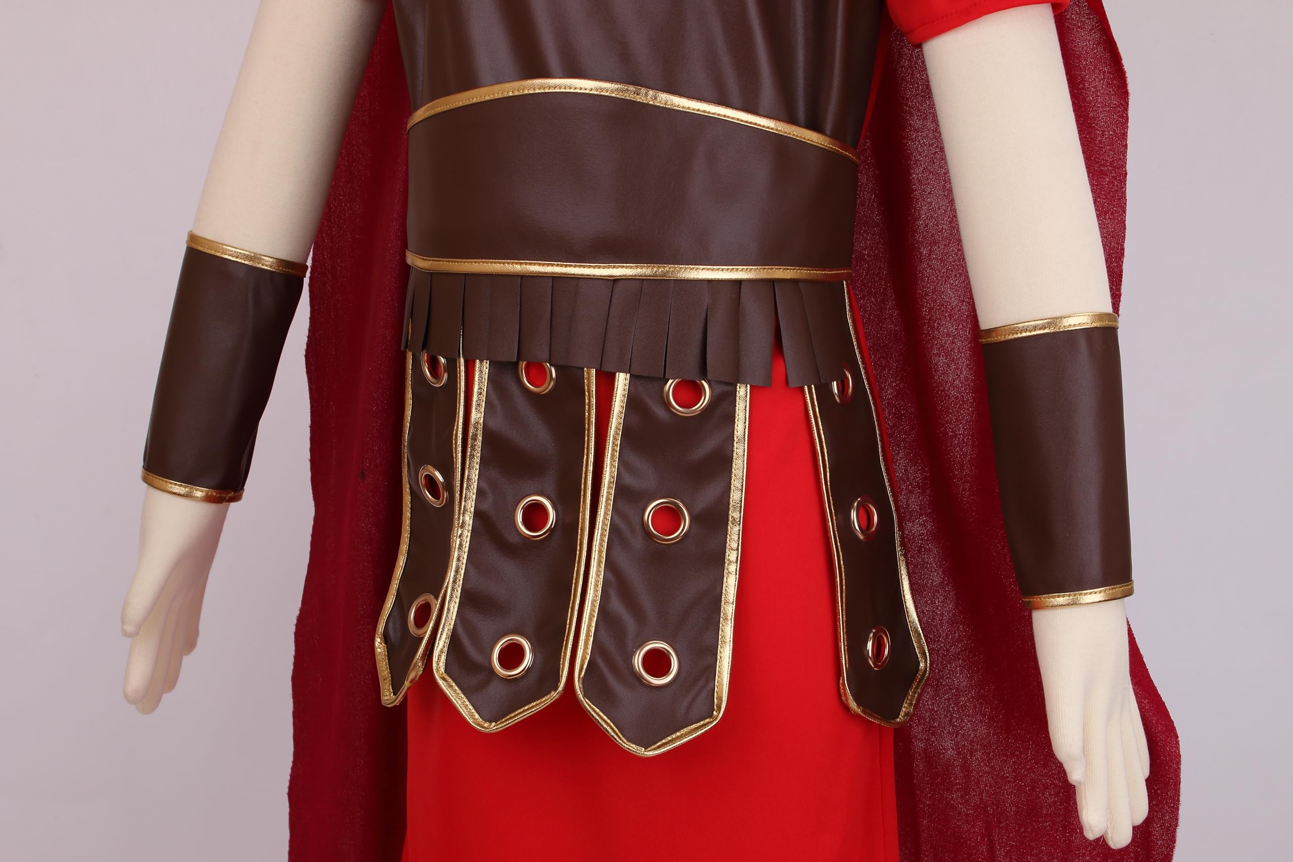 HAPNBCELE Boys Roman Gladiator Costume and Roman Soldier Costume in Halloween Christmas party costumes i World Book Day(Red,10-11Y) - Image 4
