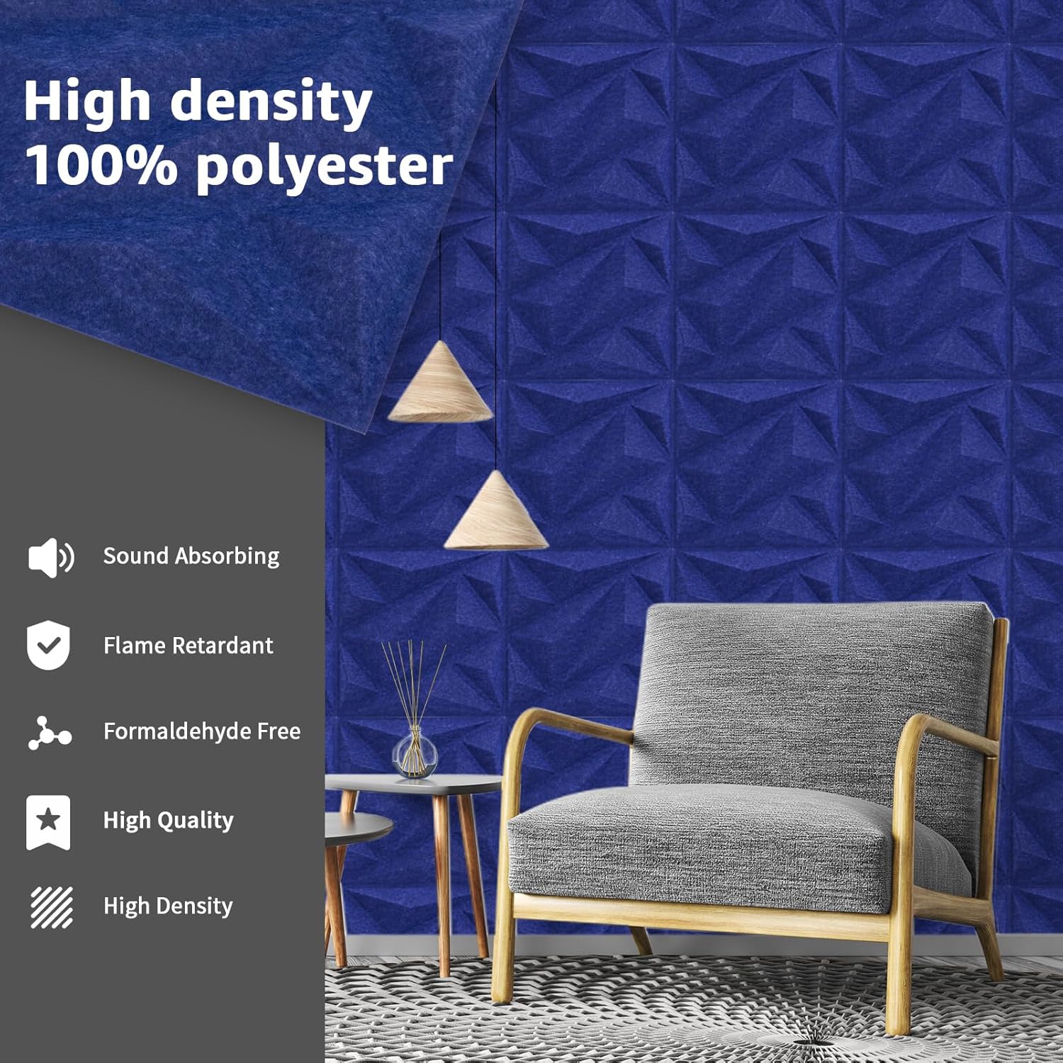 Art3dwallpanels Acoustic Panels 20 Pack Soundproof Wall Panels Sound Dampening Panels, 3D Wall Panels Sound Absorbing Panels, 12" X 12", Blue