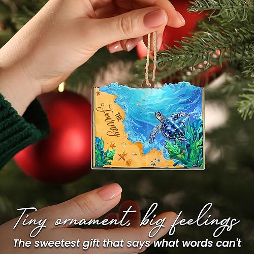 Miniatura 6 de Adorno atrapasoles de tortuga marina Decoración colgante de ventana de libro de playa oceánica, regalo de vida marina para amantes del océano y los