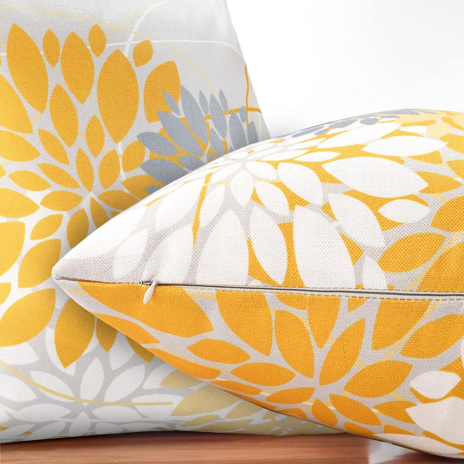 RYBornament Set of 2 Pillow Case Yellow Cushion Cover Sofa Throws Covers Double-sided Geometric Floral Pattern Cushion Covers 45 X 45 Bright Linen Pillow Covers For Home Office Car Cushions Decor 8 81CPMKgv8rL. AC SL1500