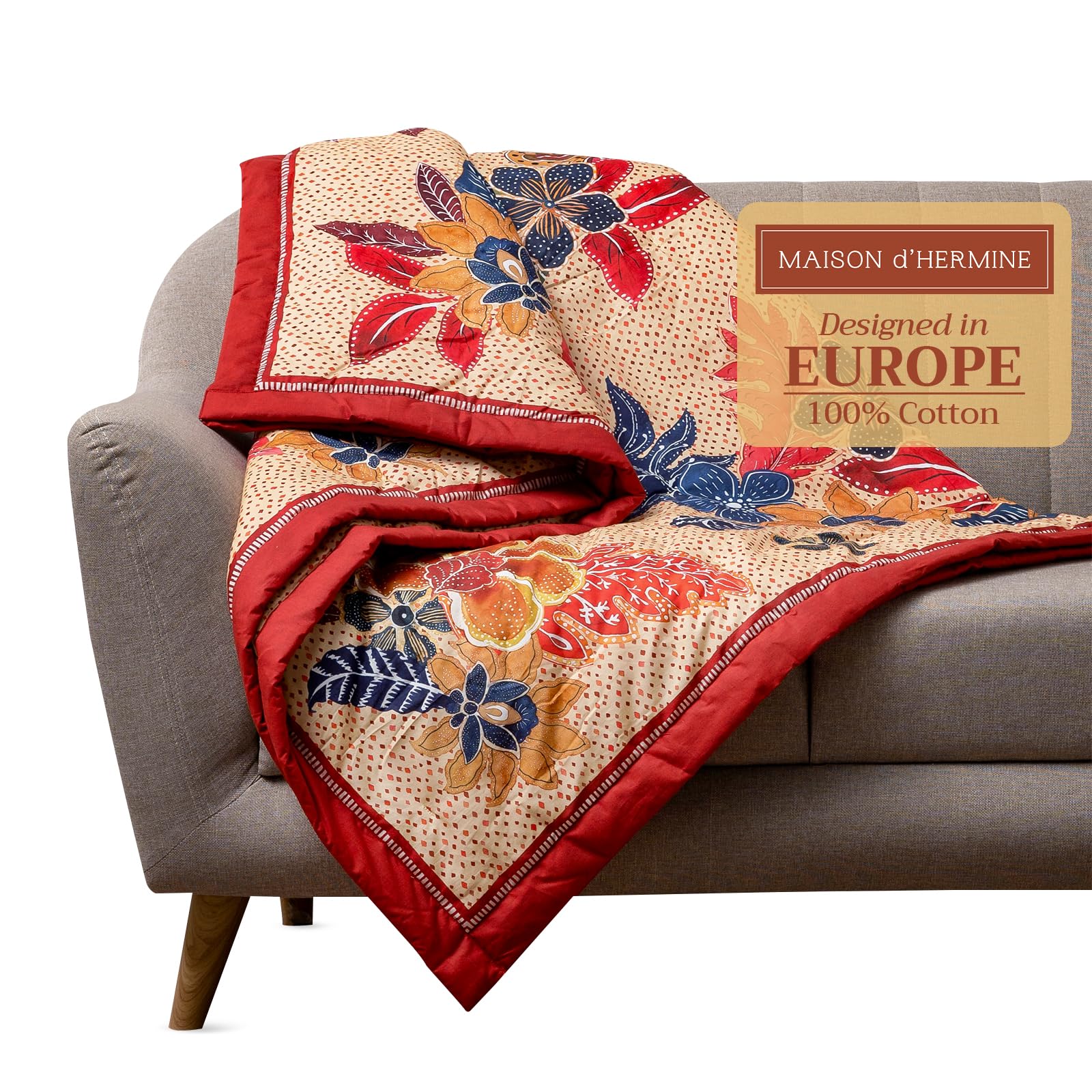 Maison d' Hermine Throw Blanket for Couch Lightweight Soft Warm Breathable Cotton Throw Blankets for Bed Girls Boys Women Men Gifts Sofa Travel Living