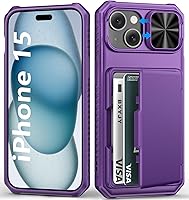 Vista 55 de Funda para iPhone 16 Pro Max con tarjetero (4-5 tarjetas), funda deslizante para cámara y protección de grado militar, a prueba de golpes, Azul