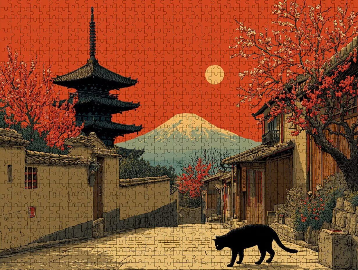 Mount Fuji Puzzle 6000 sztuk dla dorosłych, drewniane puzzle z pudełkiem 179 x 105 cm, pomysł na prezent dla mężczyzn i kobiet, zabawne gry rodzinne, opakowanie na prezent, dekoracja na lato, widok