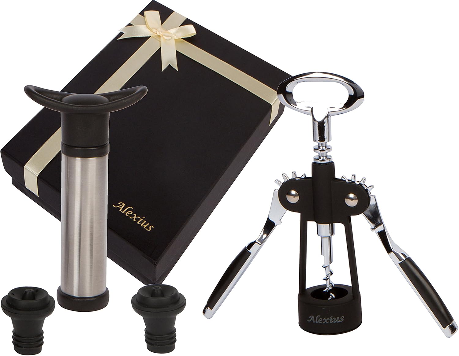 Big Sale Wine Opener, Vacuum Pump, Stopper: Wine Lovers Gift Box By Alexius: Perfect for Christmas, Anniversary or Wedding Gifts, for Men & Women