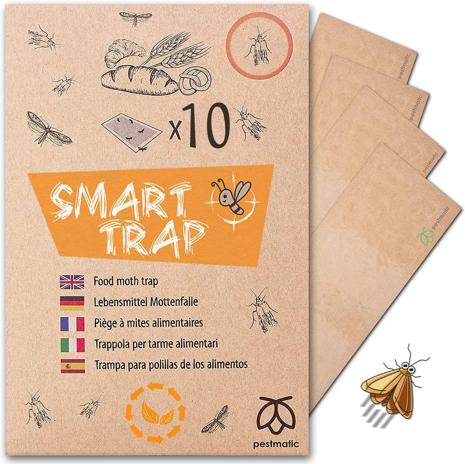 PIC Pantry Moth Trap Kitchen Moth Traps 6x with Infused Pheromone Attractant OdourFree