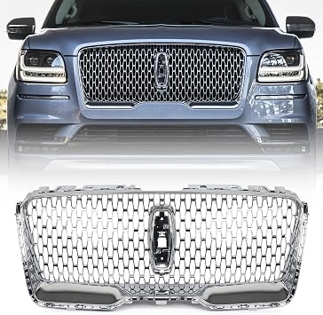 JOLONG Front Bumper Grille w/Camera Hole for Lincoln Navigator 2018-2021 | Grill Assembly OE Style Replacement for JL7Z8200AA Chrome