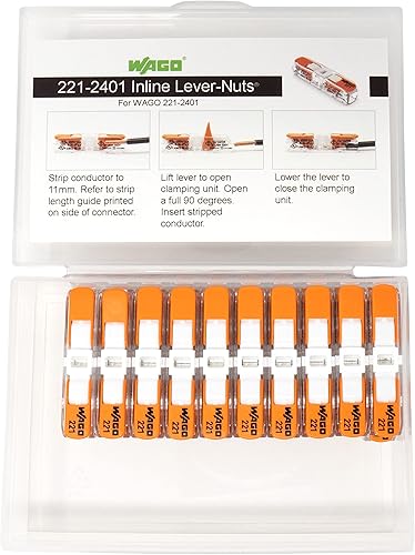 Vista 4 de WAGO 221-2401 - Tuercas de palanca, empalme compacto, conectores de cable en línea con estuche, 20 piezas