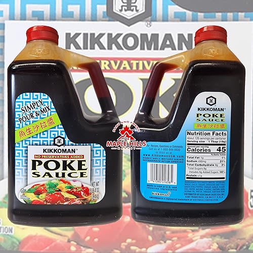Miniatura 3 de Kikkoman Pour and Mix Poke Sauce - Jarra de 5 libras y 4 onzas con útil juego de cucharas medidoras  sin conservantes añadidos  para Poke Bowls,