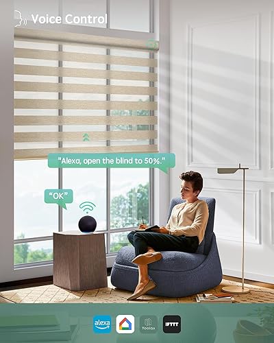 Miniatura 58 de Persianas de cebra motorizadas Yoolax compatibles con Alexa, persianas motorizadas con control remoto, persianas eléctricas inteligentes automáticas