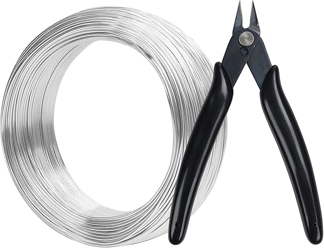 Belle Vous Bendable 18 Gauge Sculpting Aluminium Craft Wire with Cutters - 100m / 328 feet - 1mm Silver Wire for Beading, Jewellery Making, Arts & Crafts, DIY and Bonsai Decorating