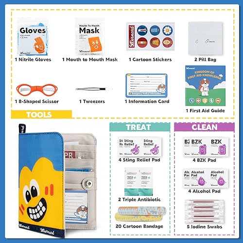 Miniatura 2 de StBernard Kit de primeros auxilios para niños, kit médico de bolsillo pequeño con bonitos bnadages, herramientas para emergencias diarias, bolsa
