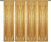 Vista 41 de Cortinas de fondo de lentejuelas negras con purpurina de 2 x 8 pies, 4 paneles para decoración de bodas, fiestas de cumpleaños, despedidas de Negro