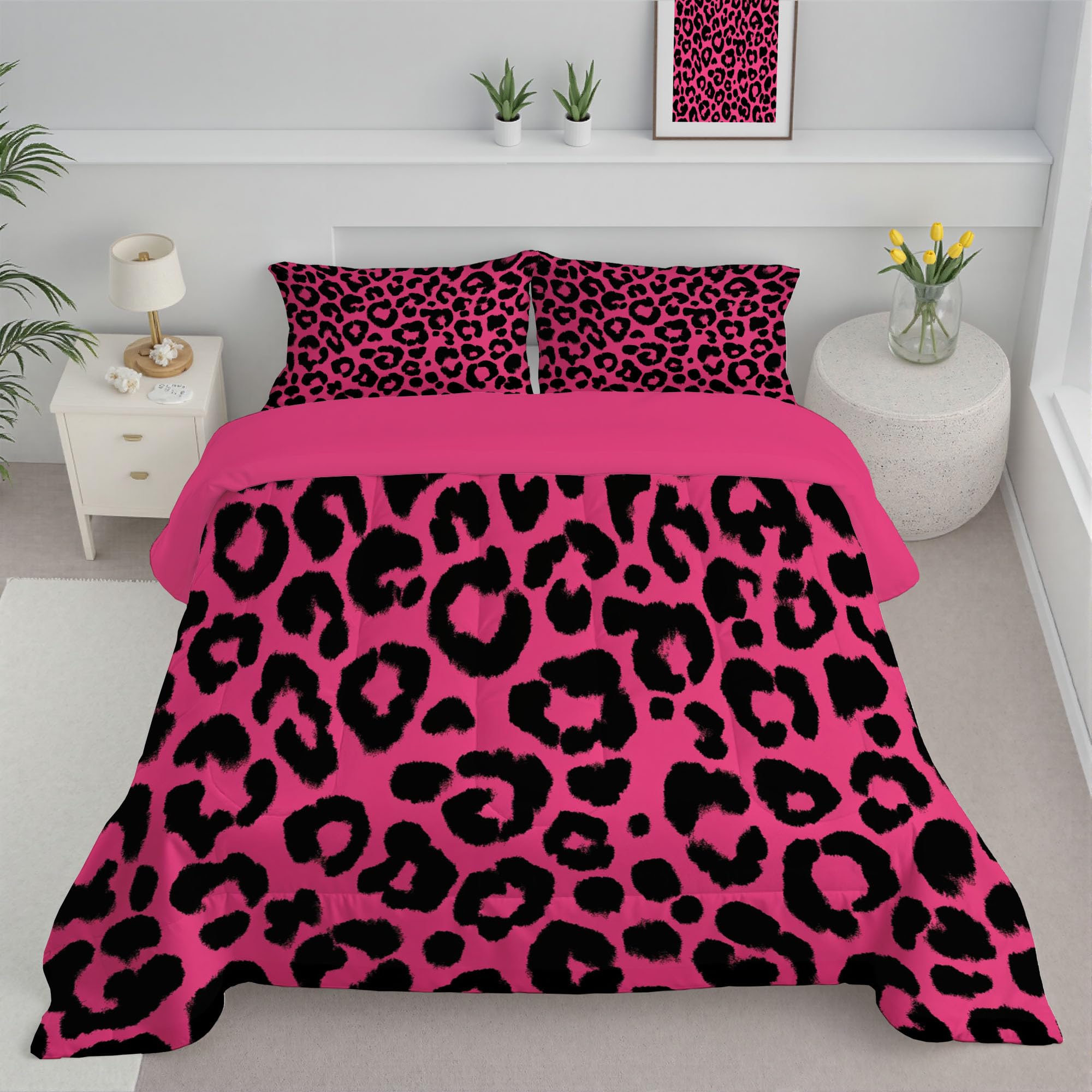 Couette imprimée 260x230 haut de gamme : édredon réversible léopard punk chic