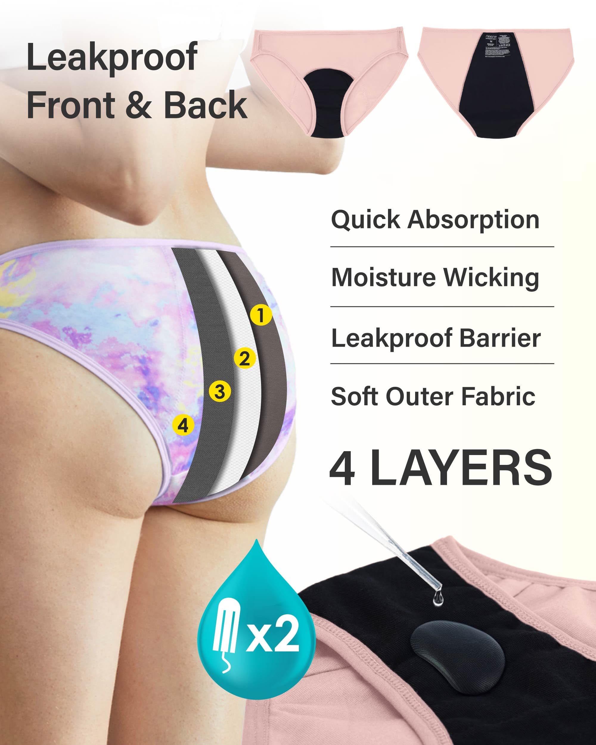 Neione Mujer Bragas Menstruales Braguita Bikini Menstrual Regla Disponible en Tallas Grandes — view 3