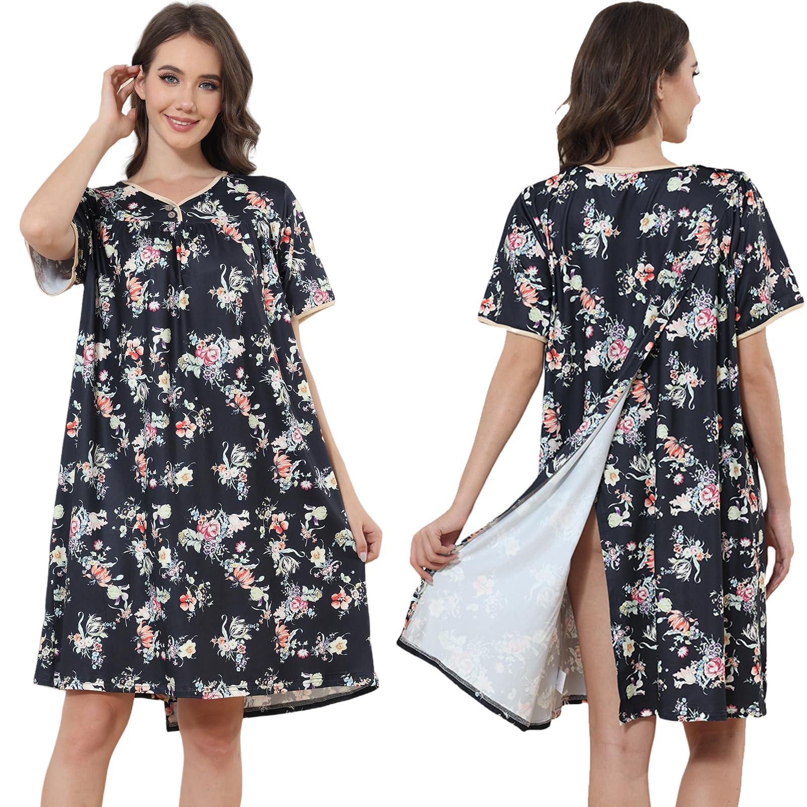 Hospital Gowns for Women Open Back Snap Post Shoulder Surgery Gown