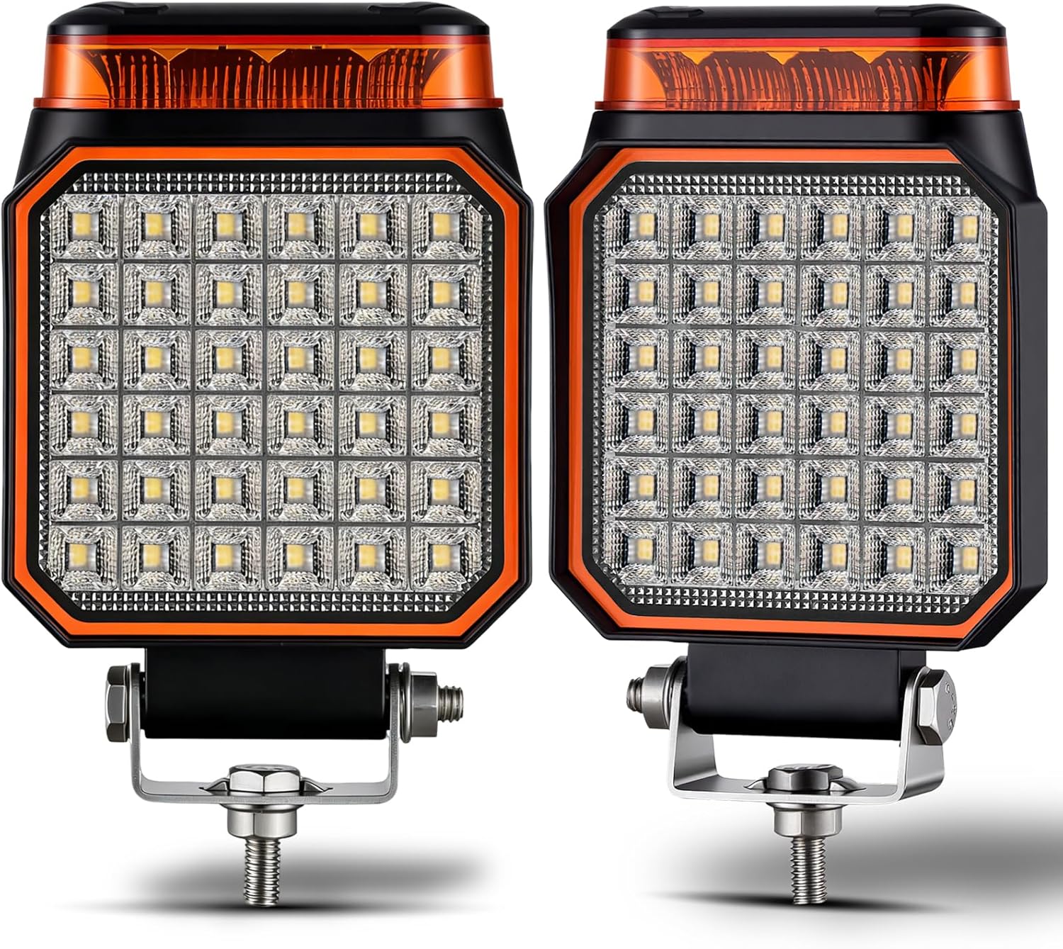 2-in-1 Amber Plow Lights - 2 PCS Waterproof Strobe Emergency Flashing Lights - Safety Warning Lights for Snow Plow Trucks Construction Cars ATV Forklift