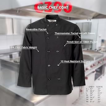 Basic Economy Chef Coat Long Sleeve C390