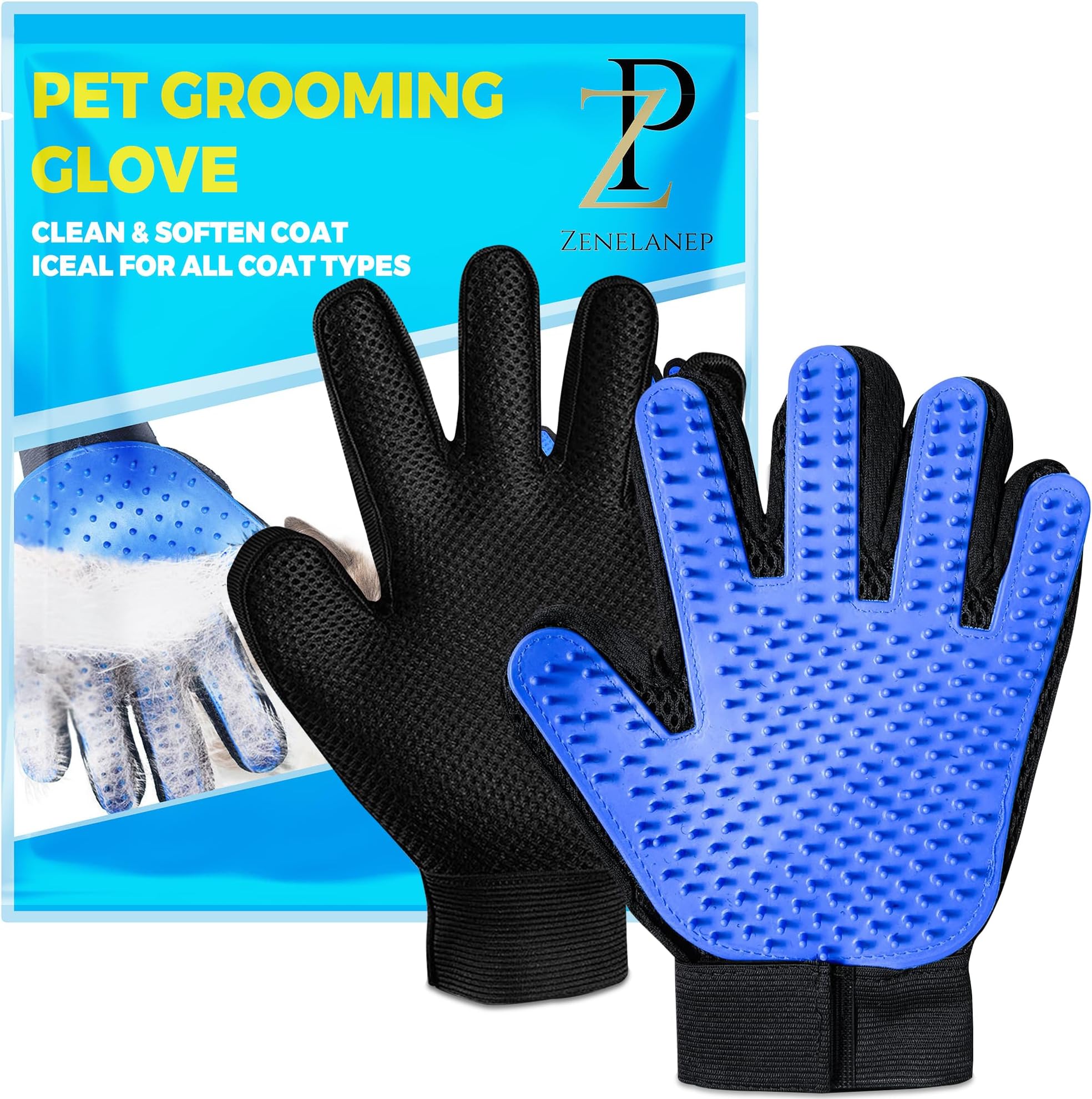 CHRYSAND Pet Grooming Gloves, Brushes Gloves for Gentle