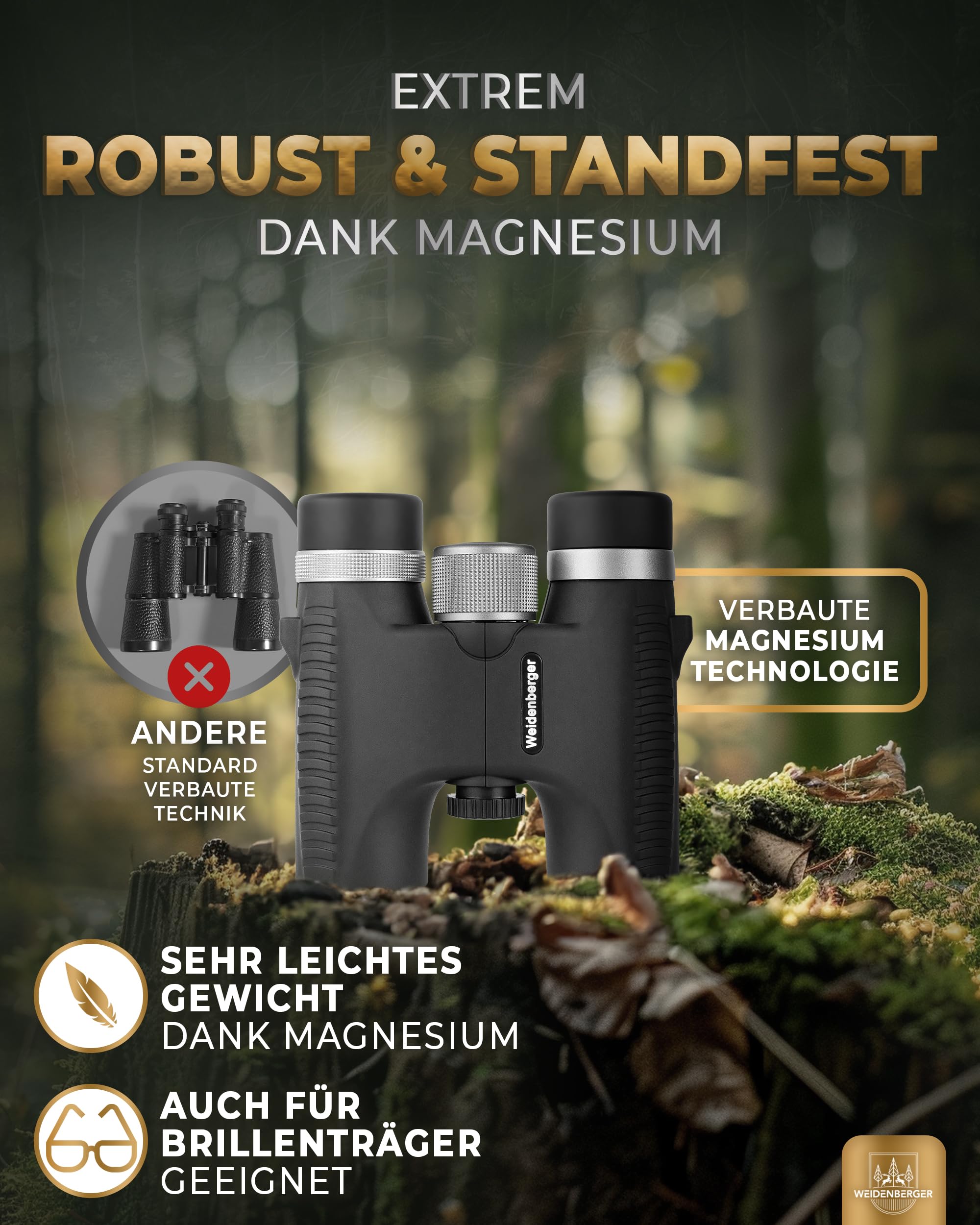 lornetka 10 x 26, [Zwycięzca testu] magnezowe lornetki z wypełnieniem azotowym i wodoodporne, lornetki dla dorosłych, pryzmat BAK4 HD + obiektyw FMC, odpowiednie również dla użytkowników