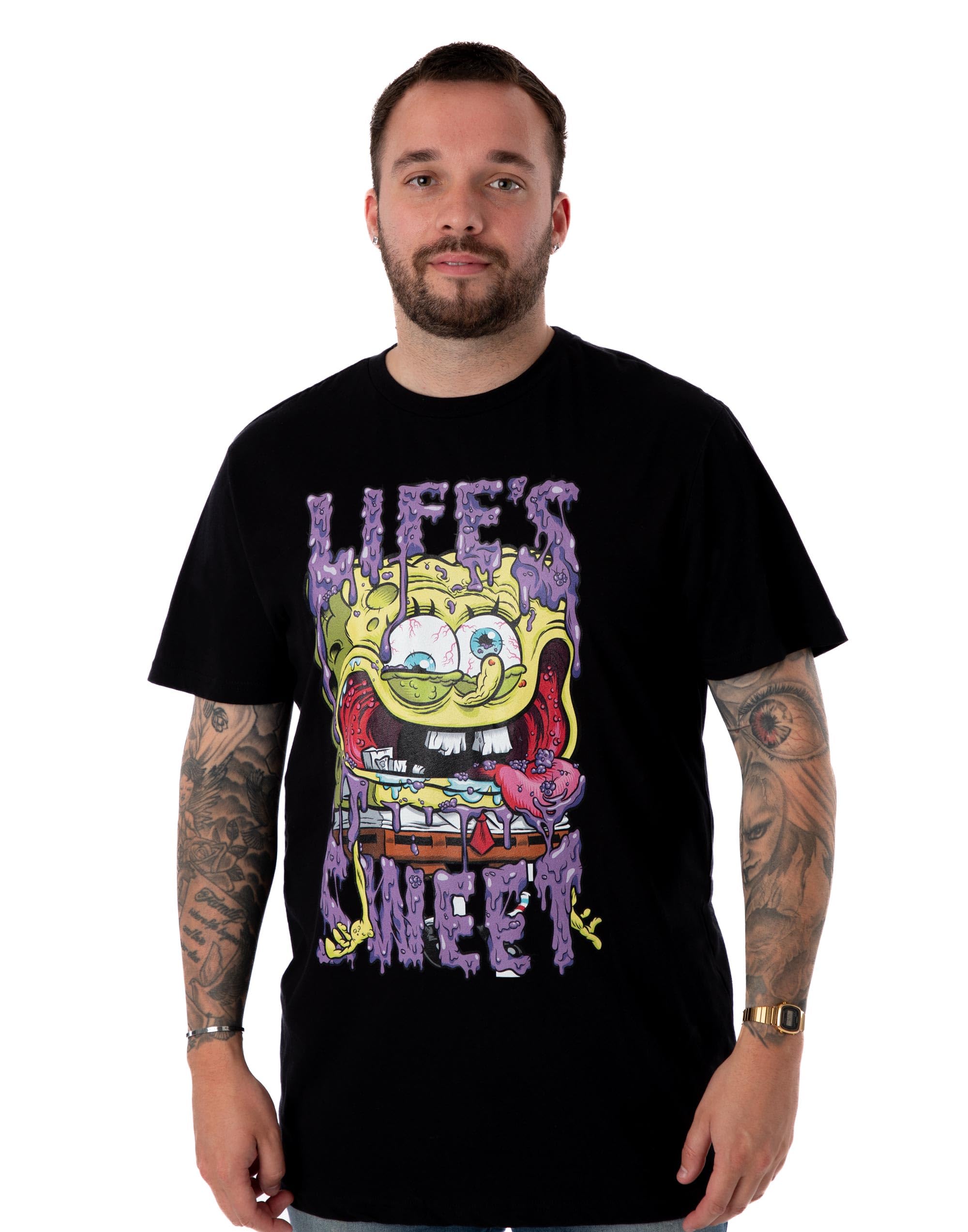 Spongebob Squarepants (Xxx-Large) Short Sleeved T-Shirt (Mens ) Black