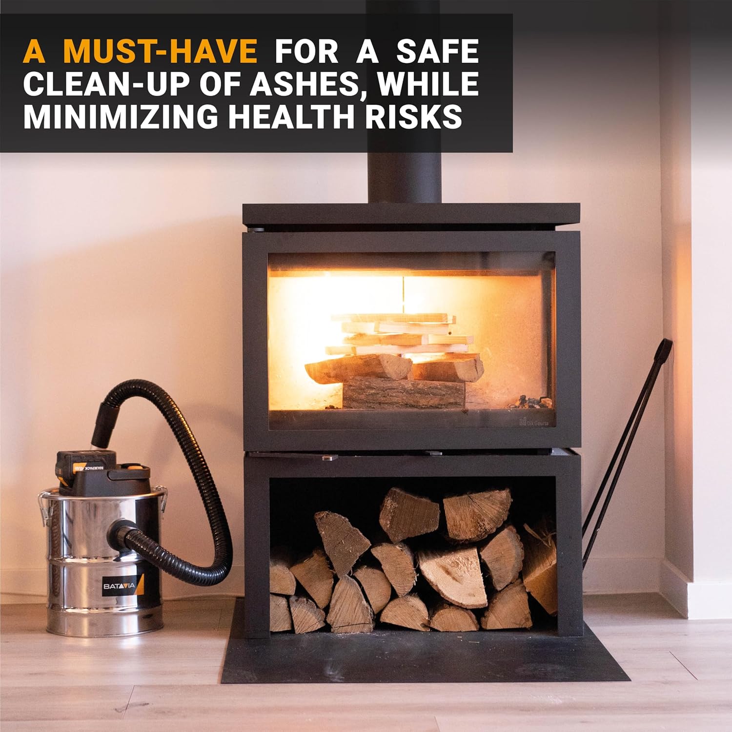 Batavia 7063509 Ash Vacuum Cleaner 18 V Maxxpack Collection • 12 L Stainless Steel Tank • Fire Resistant Aluminium Suction Hose 1 m