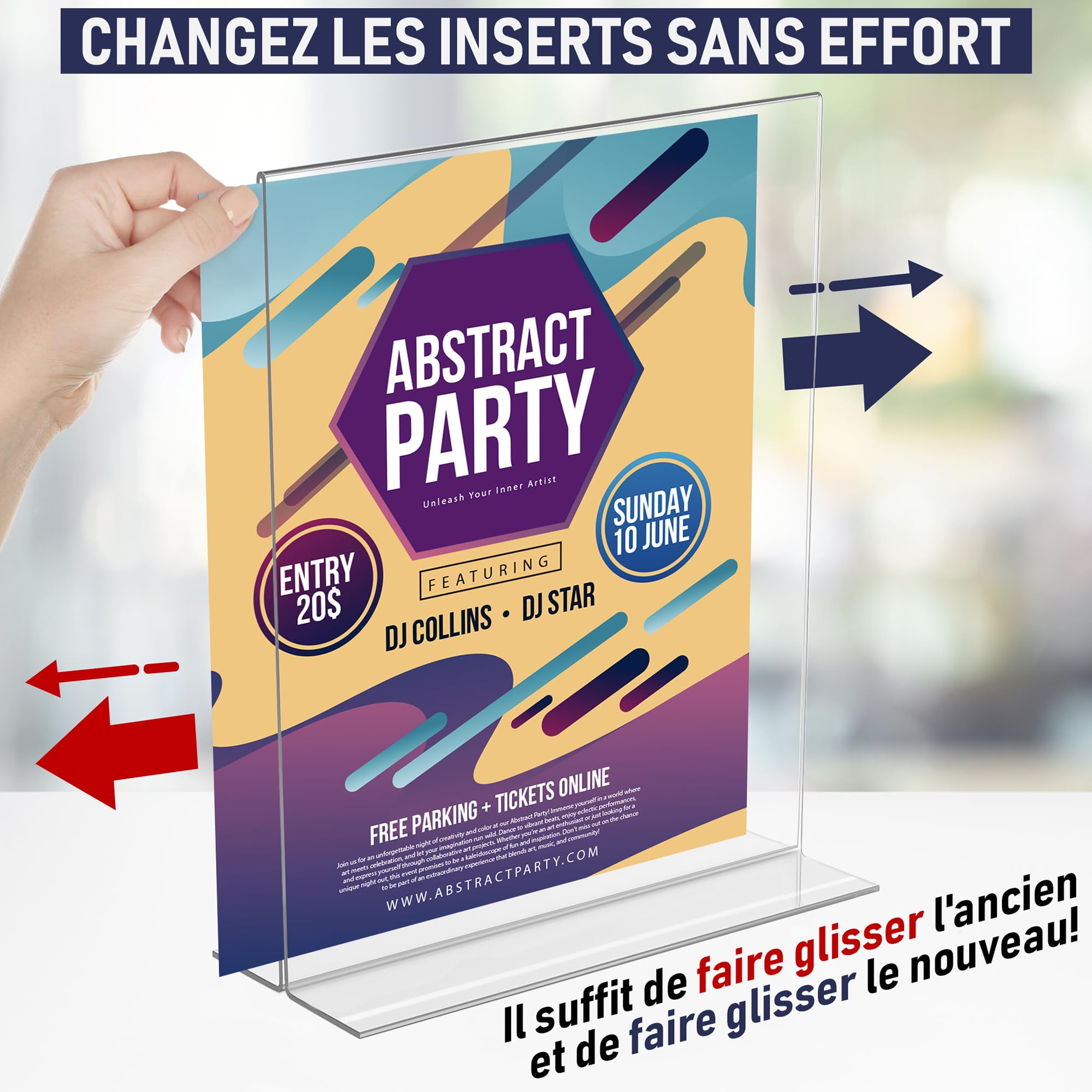 Présentoir de comptoir en Acrylique A4 Double Face Chargement par le Bas Base Extra Large Lot de 6
