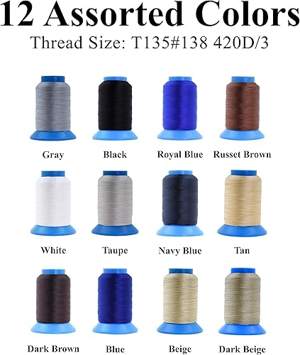 Miniatura 240 de Mandala Crafts Hilos de coser resistentes de nailon consolidado, hilo para tejer jeans de cuero, hilos de tapicería marina al aire libre, Beige