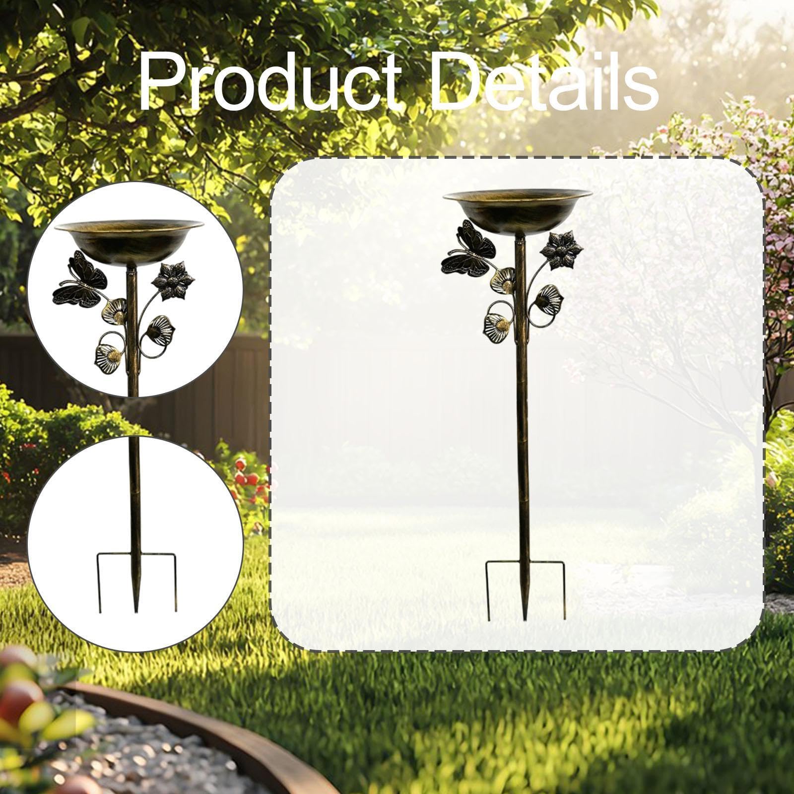 Baignoire autoportante pour oiseaux avec piquet pour extérieur, jardin, cour, balcon, colibri, doré