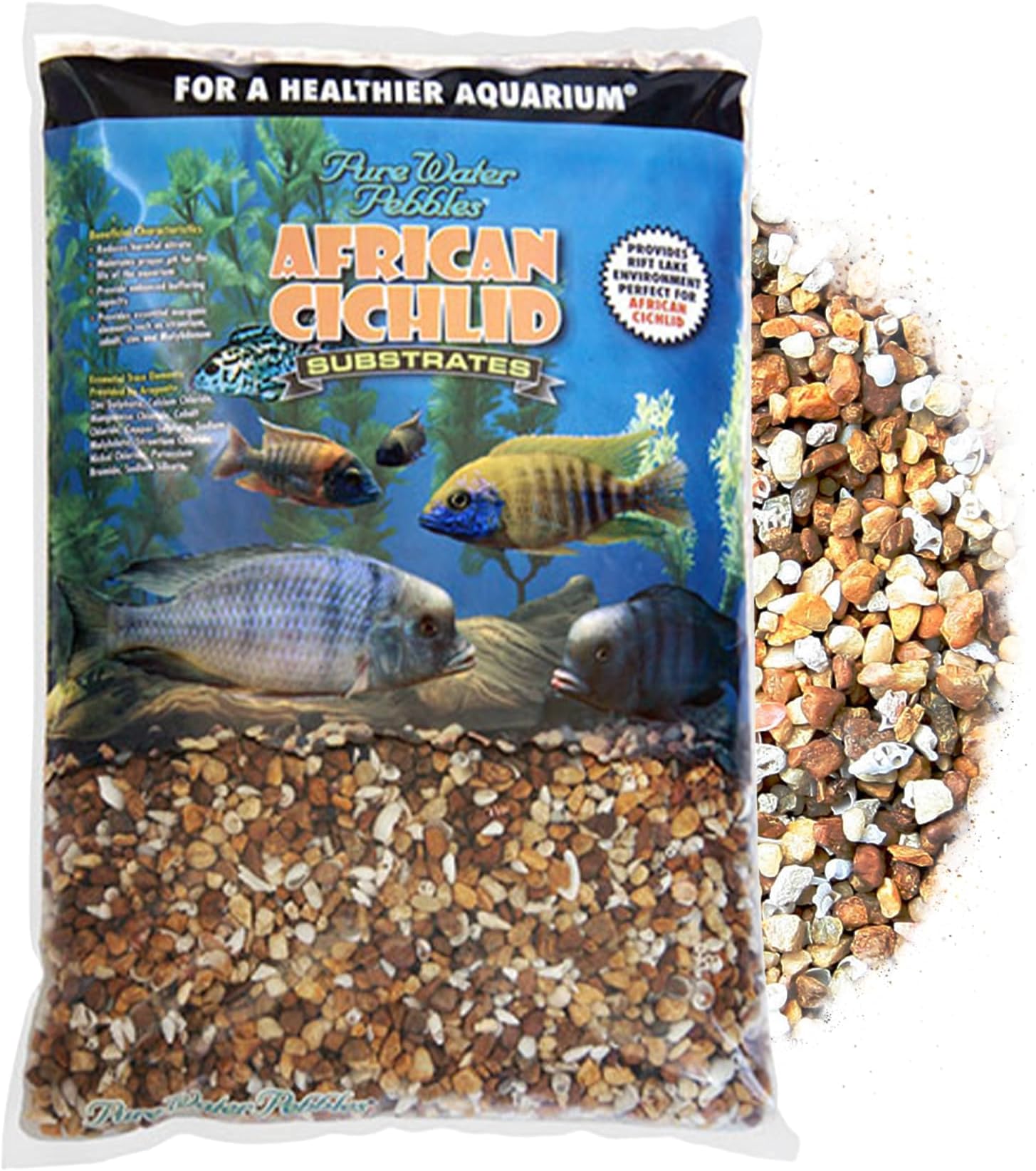 African Cichlid Substrates Malawi Mix Dry Aquarium Gravel - 20 lbs - Natural Substrate, Supports pH Balance & Water Stability, Ideal for Cichlid Tanks