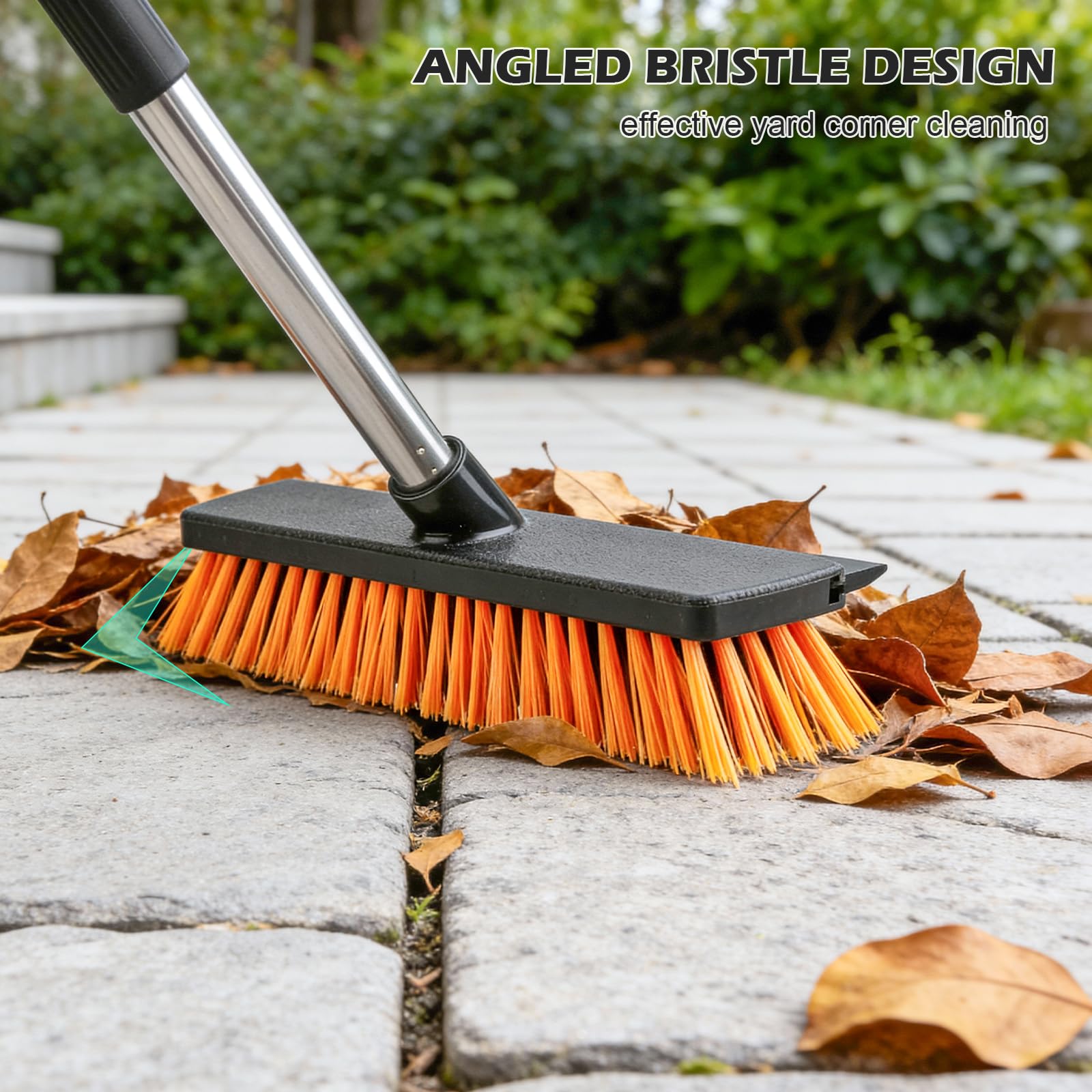 Spazzolone per Pavimenti Esterni da 26 cm, Spazzola a Setole Rigide 2 in 1 con Tergipavimento, Scopa da Esterno Regolabile da 126 cm Adatta per Cortili, Strade, Terrazze, Giardini e Uso Casa