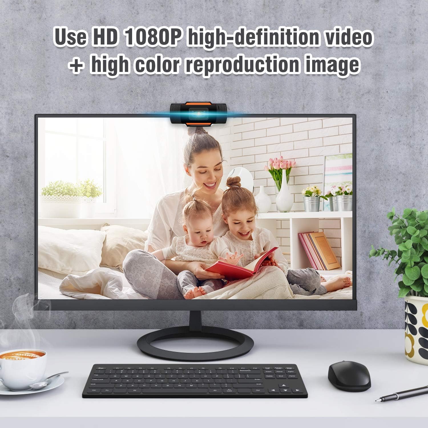 Webcam 1080P Full HD Auto Focus Web Camera with Microphone Widescreen USB Computer Camera for PC Laptop Desktop Mac Streaming Video Calling Recording Video Conference Online Teaching Business Gaming