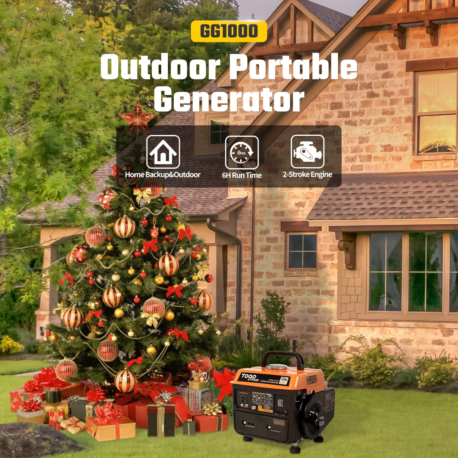 TogoPower Portable Generator 1000 Peak Watts 120 Volts Gasoline Powered - CARB Compliant for Backup Home Use&Camping-Small Power Gas Outdoor Generator : Patio, Lawn & Garden