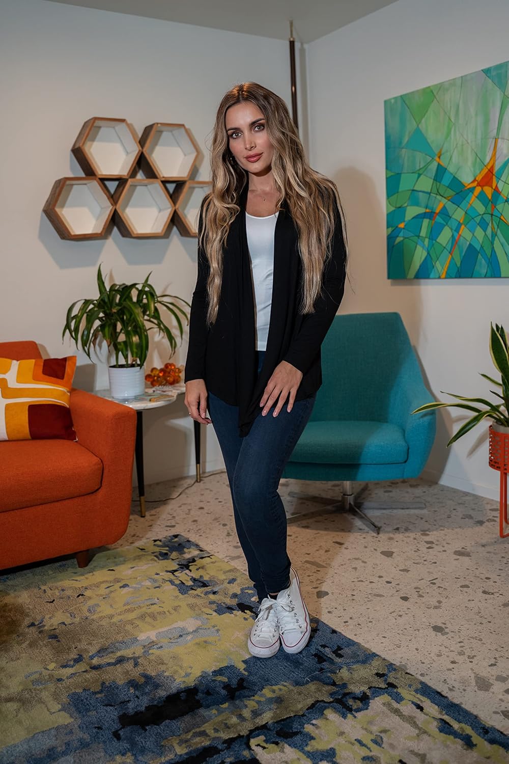 Free to Live 3 Pack Long Sleeve Cardigan for Women Open Front Dressy Casual Fall Draped Lightweight Sweaters Cover Up Shrugs - Image 3