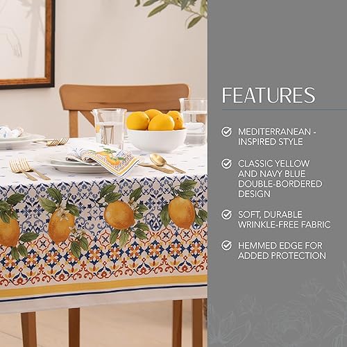 Miniatura 3 de Elrene Home Fashions - Mantel de primaveraverano de Capri con doble borde de limón mediterráneo, rectangular, 152 x 259 cm
