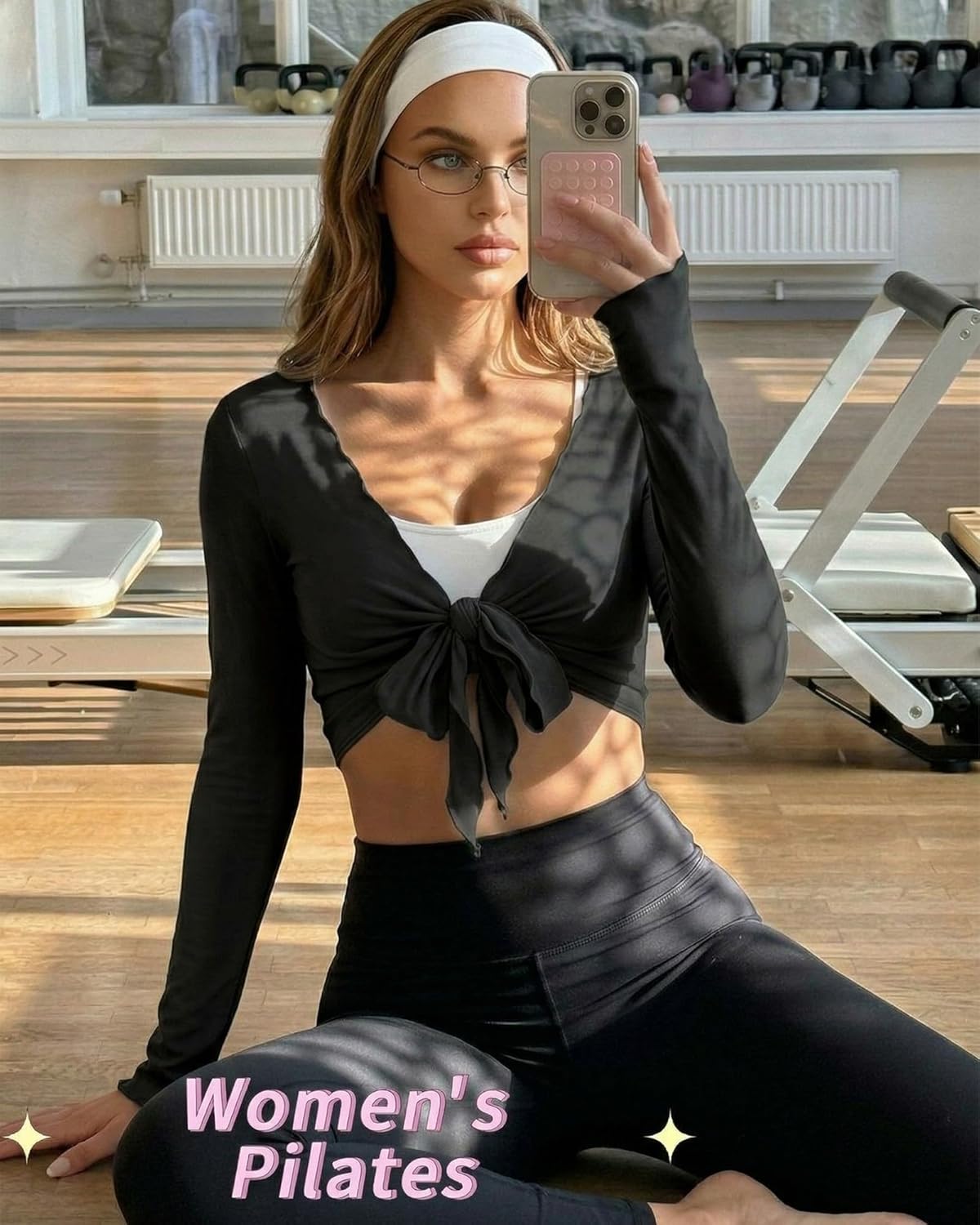 Coume 2 Pack Women Tie Front Wrap Tops Long Sleeve Pilate Ballet Ruffle Bolero Shrugs Crop Yoga Layering Workout Cardigan
