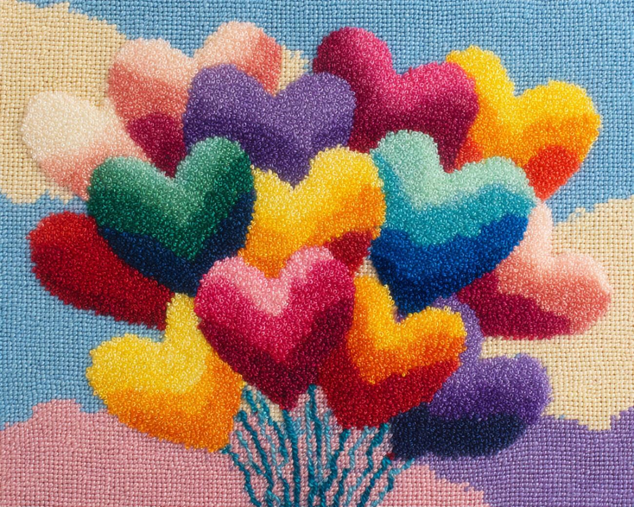 AMBATTERY Latch Hook Kits Carpet Heart-Shaped Balloons 55x75cm