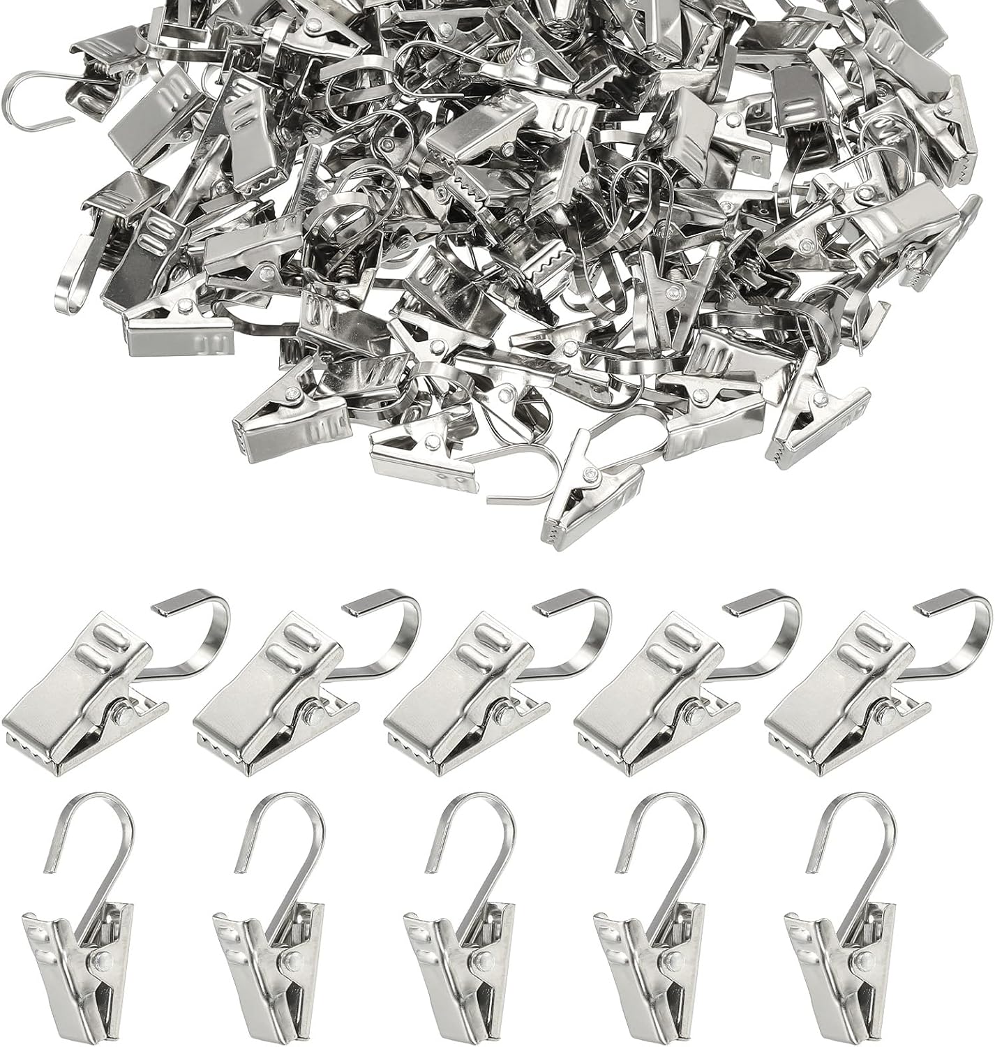 PATIKIL 300 Pcs String Light Hanging Clips, Stainless Steel Small Curtain Hooks Decoration Hanger for Outdoor Camping Christmas Light Ornament Craft Display