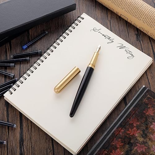 Vista 32 de cobee Juego de plumas estilográficas de madera hechas a mano, pluma estilográfica de madera de lujo vintage de 0.020 in de punta fina con 12