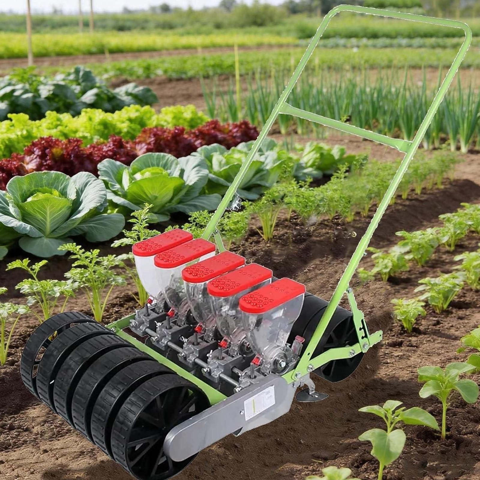 Drmoxin Hand-Push Vegetable Planter,Garden Corn And Soybean Planter, Adjustable Plant Spacing And Row Spacing, Multi-Row Precise Planting,Suitable For Crops Such As Corn 5row